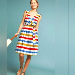 ANTHROPOLOGIE Maeve Cricket Club Dress Fit & Flare Gingham Swing Size 2